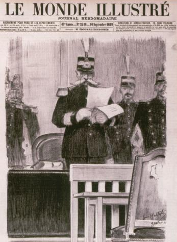 Le colonel Jouaust lit le verdict de condamnation - à la une de l'hebdomadaire Le monde illustré